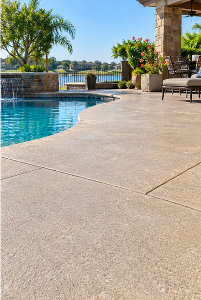 Level pool deck after concrete leveling