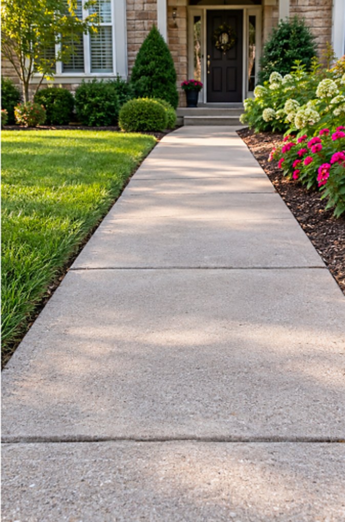 Smooth, level sidewalk after leveling