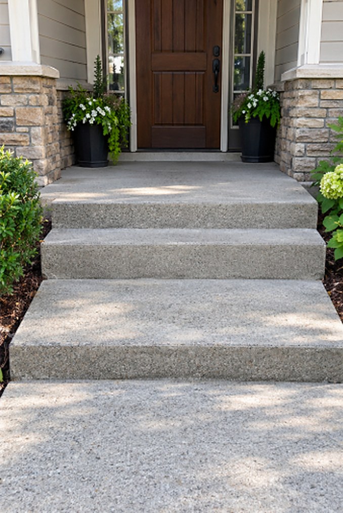 Front entry steps after leveling