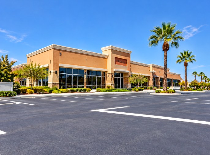 Commercial parking lot with level concrete