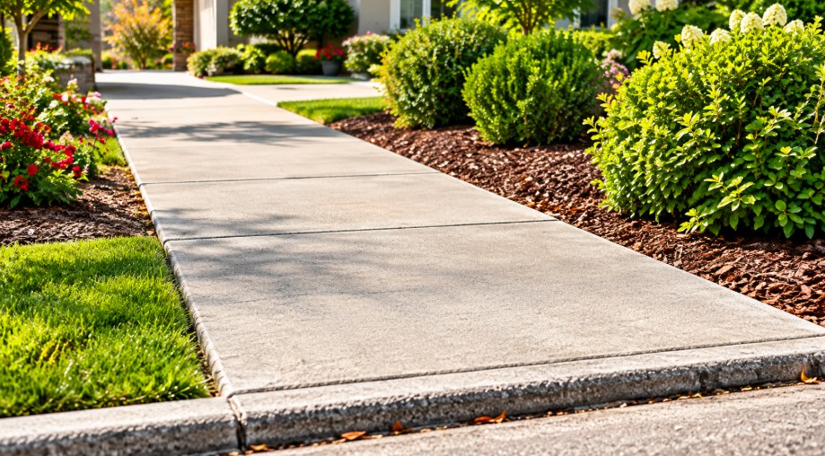 Even concrete sidewalk after leveling