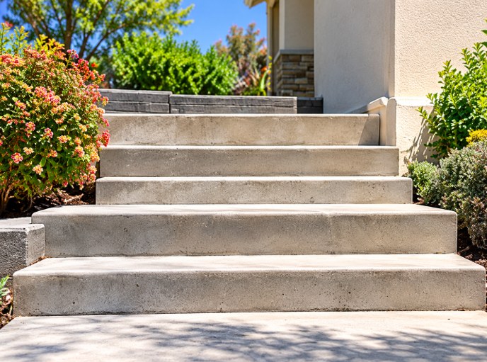 Level concrete entry stairs